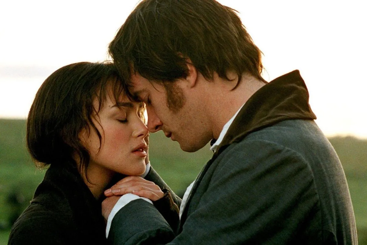 "Pride and Prejudice" where Keira Knightley and Matthew Macfadyen touch their heads together tenderly with their eyes closed.