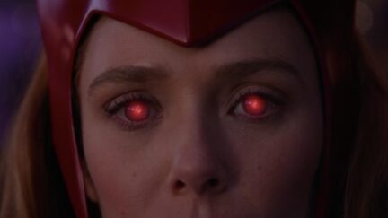 wanda maximoff with red eyes in wanda vision