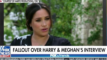 Fox News plays a clip of Meghan Markle speaking to Oprah with a Chyron reading 