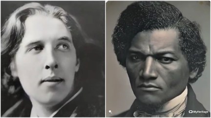 collage of the faces of oscar wilde and frederick douglass used in deep nostalgia animation