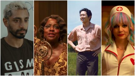 collage: riz ahmed in sound of metal, viola davis in ma rainey' bac bottom, steven yeun in minari, carey mulligan in promising younf woman
