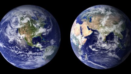 two sides of the planet earth
