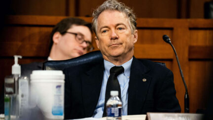 Rand Paul sulks during a senate hearing.
