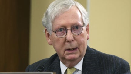 Mitch McConnell (R-KY) speaks during a hearing
