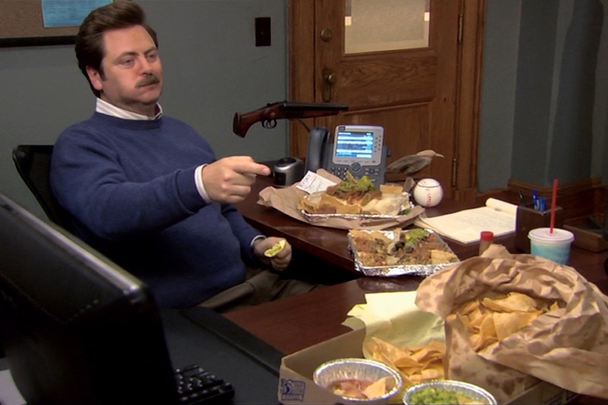 Ron Swanson eats a lot of meat.