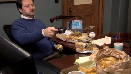 Ron Swanson eats a lot of meat.