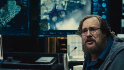 a technician freaks out about a godzilla size star fish in the suicide squad