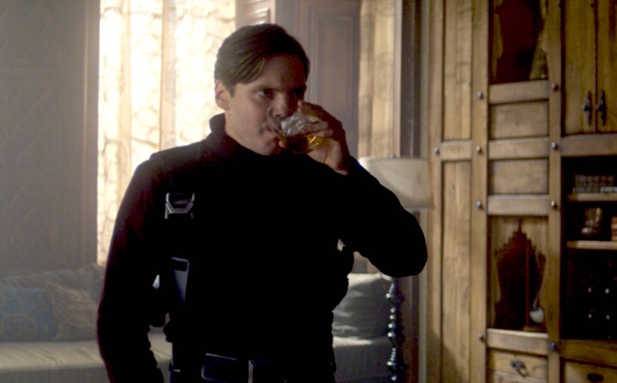Baron Zemo drinks scotch on Marvel and Disney+'s The Falcon and the Winter Soldier.