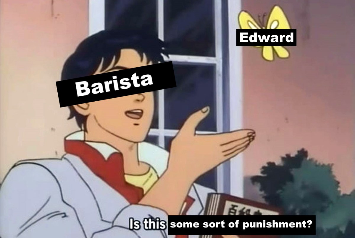 Pigeon Meme using Edward. Meme comes from The Brave of Sun Fighbird