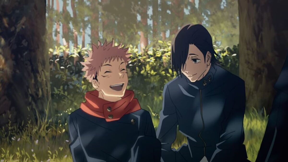 Yuji and Junpei sitting together in the opening