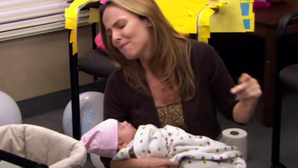 Jan with her baby on The Office.