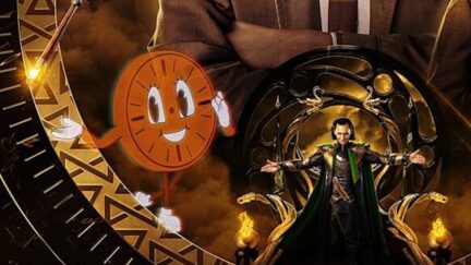 An animated clock can be seen on a Loki series promo poster