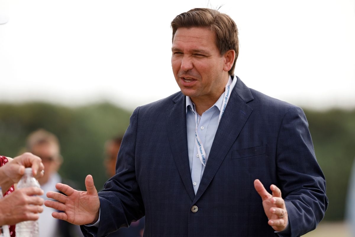 Gov. Ron DeSantis with fans during Day One of the Walker Cup at Seminole Golf Club.