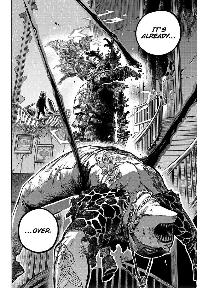 Deku defeating a villain