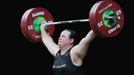 Laurel Hubbard of New Zealand competing in the Women's 90kg Final.