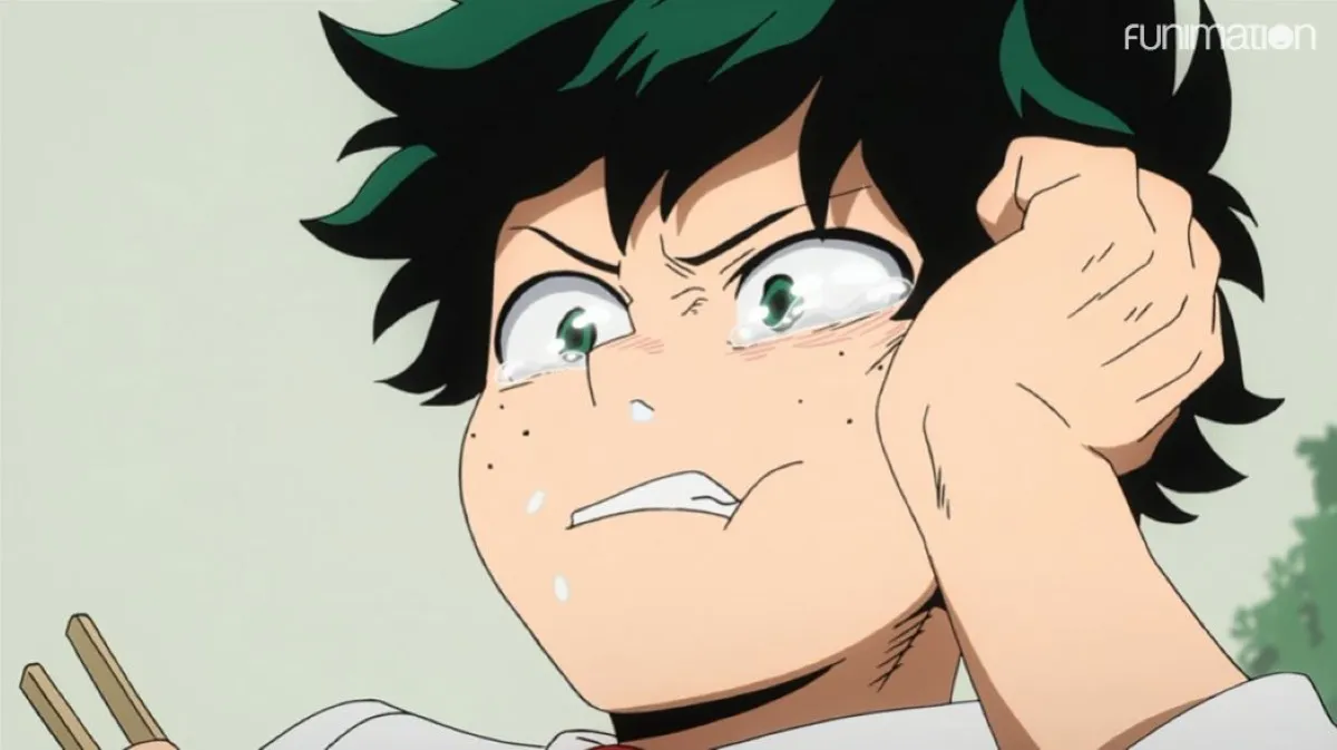 Deku trying not to cry