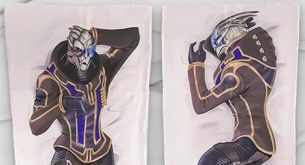 A body pillow product image featuring Garrus from BioWare's Mass Effect.