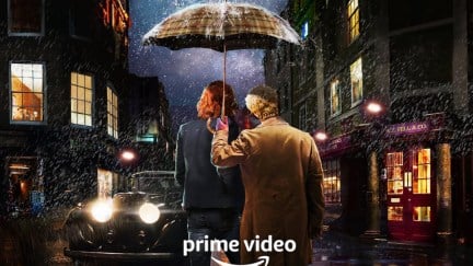 David Tennant as Crowley and Michael Sheen as Aziraphale in the poster for Good Omens 2 anouncement
