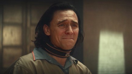 Tom Hiddleston as Loki cries in the Loki Disney+ series