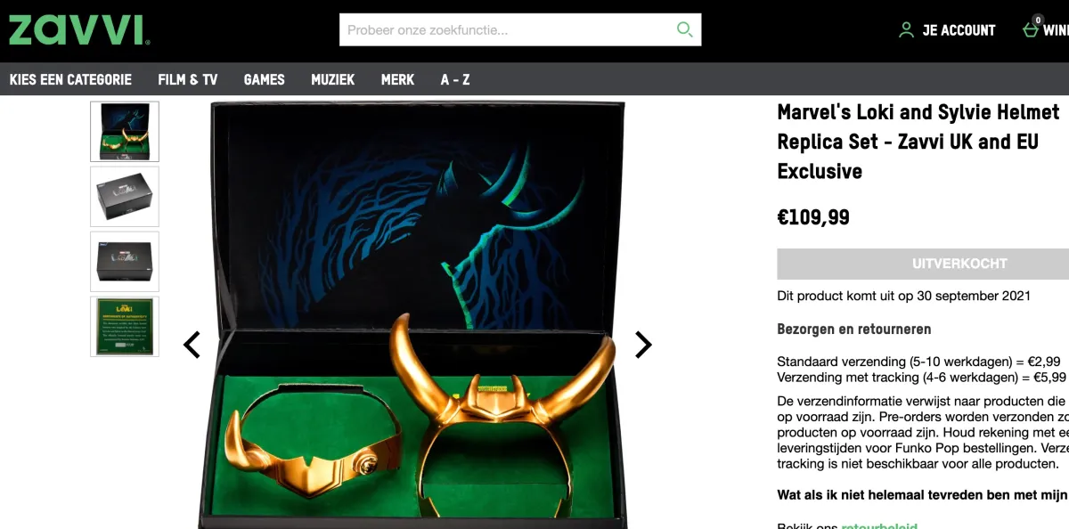 Loki and Sylvie replica helmet crowns found for sale on website