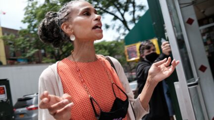 NEW YORK, NEW YORK - JUNE 02: New York City Mayoral candidate Maya Wiley speaks to the media on June 02, 2021 in the Brooklyn borough of New York City. Wiley, a civil rights attorney who worked as Mayor de Blasio’s legal counsel before her run, is running as a progressive in the current field of candidates for the Democratic candidate for mayor. (Photo by Spencer Platt/Getty Images)