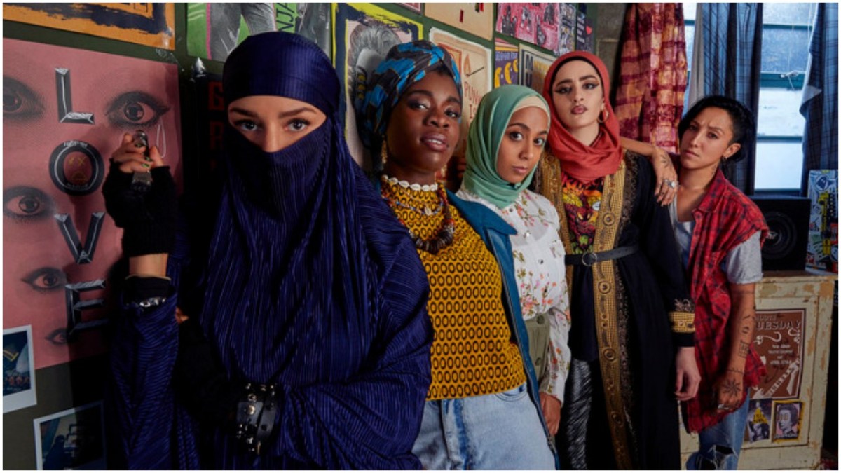 Pictured: (l-r) Lucie Shorthouse, Faith Omole, Anjana Vasan, Juliette Motamed, Sarah Kameela Impey