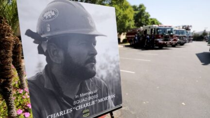 A photograph of fallen Big Bear Interagency Hotshot Charles Morton, a firefighter who was killed battling the El Dorado wildfire.