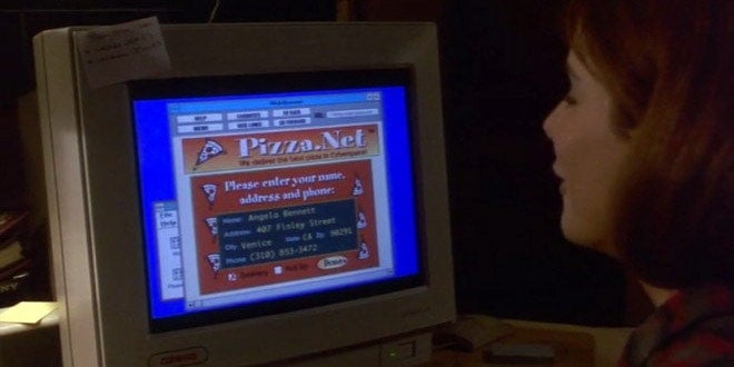 Sandra Bullock stares at an ancient computer screen in 'The Net' movie
