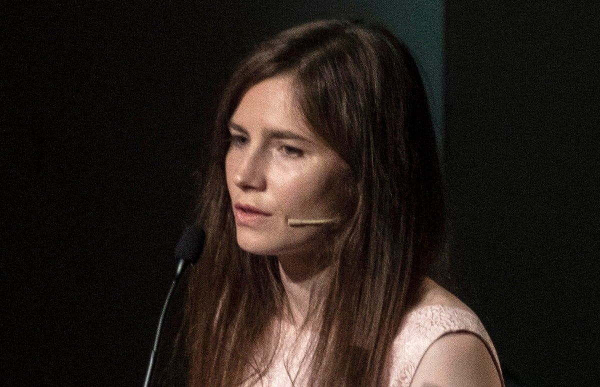 MODENA, ITALY - JUNE 15: American journalist Amanda Knox attends a panel session entitled Trial by Media during the first edition of the Criminal Justice Festival, an event organised by The Italy Innocence Project and the local association of barristers, on June 15, 2019 in Modena, Italy. The Italy Innocence Project focuses on the issues relating to wrongful convictions and miscarriages of justice in Italy. Guest speaker Amanda Knox makes her first visit back to Italy since she was wrongly convicted of murdering British student Meredith Kercher. Knox spent four years in prison following her conviction for the murder of her flatmate in 2007 and was definitively acquitted by the Italian Supreme Court of Cassation. (Photo by Emanuele Cremaschi/Getty Images)