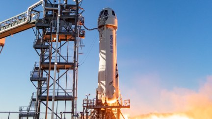 Jeff Bezos' Blue Origin New Shepard rocket spaceship.