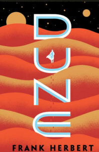 Cover of Frank Herbert's "Dune" with man walking through sand dunes. (Image: Ace Books)