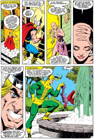 Loki cuts Sif's hair in Marvel Comics