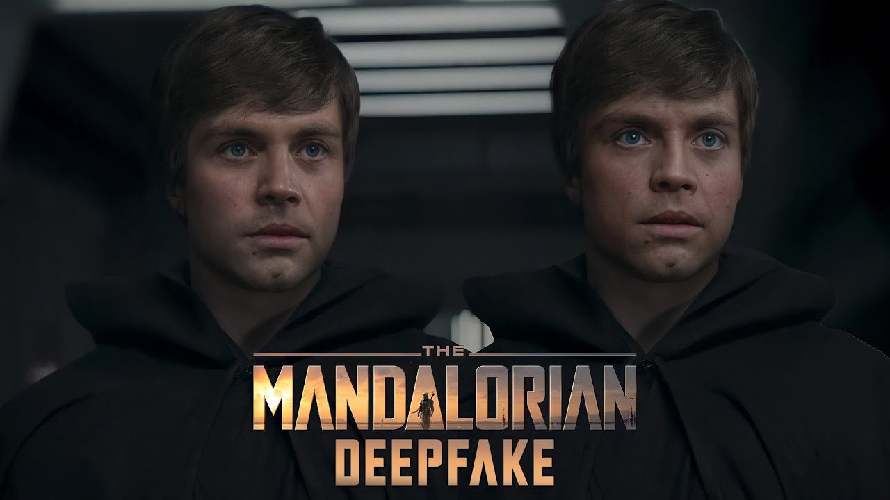 Luke Skywalker in The Mandalorian, a comparison between the official visual effects and a more realistic deepfake.