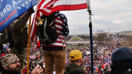 Trump supporters gather outside the U.S. Capitol building following a 