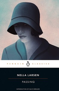 Woman shielding her face with a hat as the bookcover for Nella Larsen's "Passing." (Image: Penguin Group)