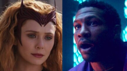 Scarlet Witch and Kang/He Who Remains in the WandaVision and Loki finales.