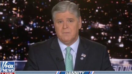 Sean Hannity speaks during his Fox News show.