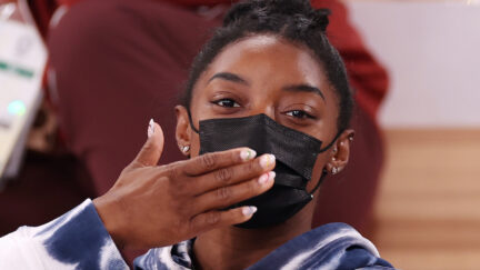 Simone Biles of Team United States blows a kiss