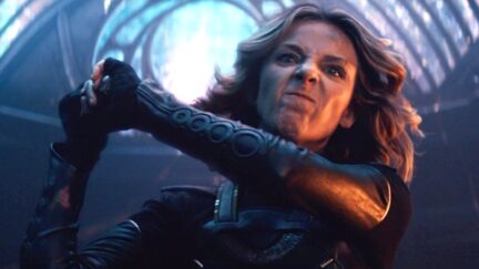 Sophia Di Martino as Sylvie on 'Loki,' looking angry and about to attack.