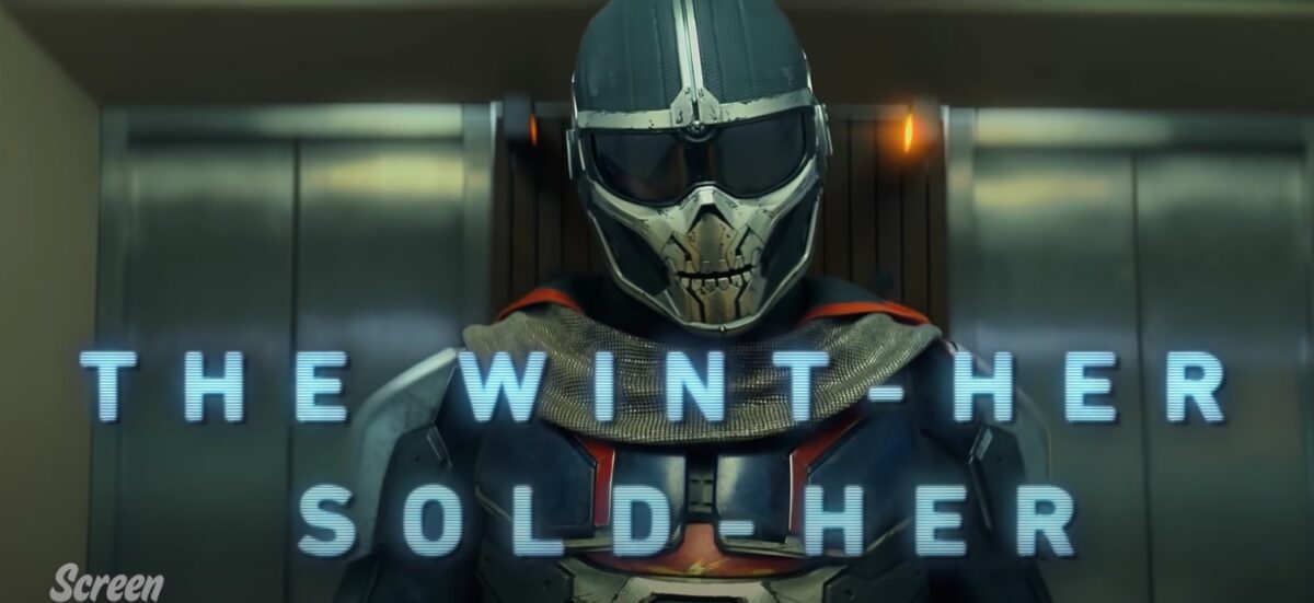 An image of the villain Taskmaster from the 'Black Widow' Honest Trailer