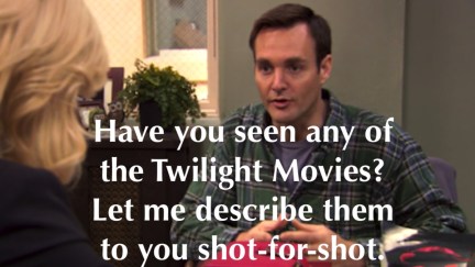 Will Forte offers to describe Twilight movies shot for shot on Parks and Recreation.