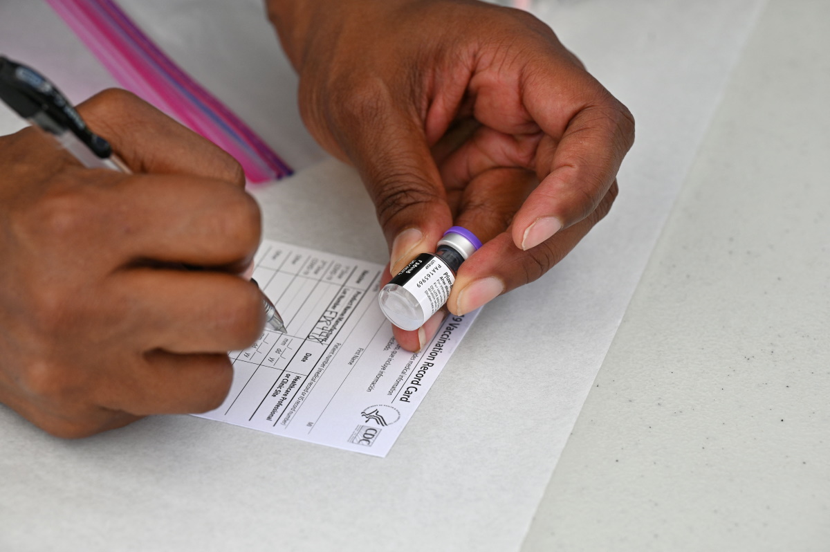Filling out vaccine card