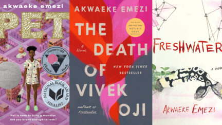 Cover of three Emezi books. (Image: Random House, Children's Books, Riverhead Books, and Grove Press)