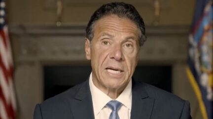 Andrew Cuomo speaks during a pre-recorded video statement