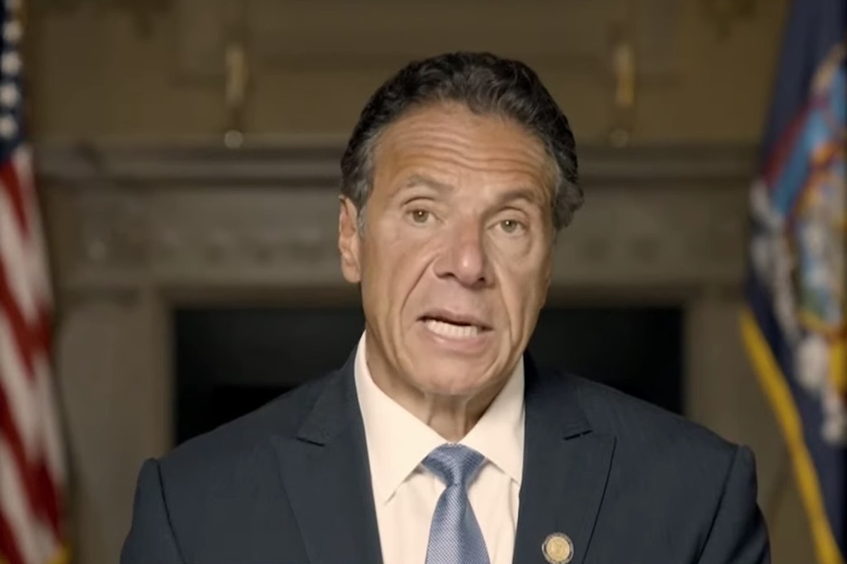 Andrew Cuomo speaks during a pre-recorded video statement