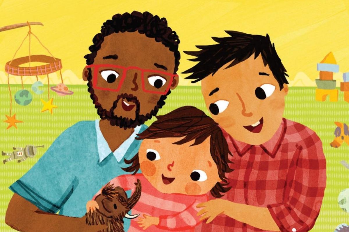 Two parents with their child. (Image: Barefoot Books and Christiane Engel.)