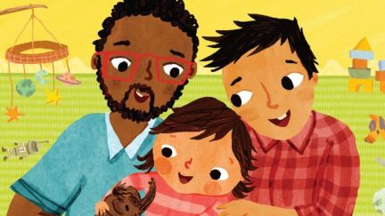 Two parents with their child. (Image: Barefoot Books and Christiane Engel.)