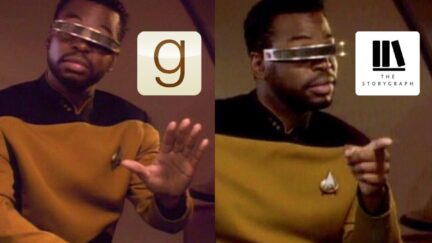Levar Burton on StarTrek meme disapproving of Goodreads, but approving of The Storygraph. (Image: Alyssa Showell.)