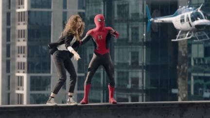 Zendaya as MJ and Tom Holland as Peter Parker in Spider-Man: No Way Home