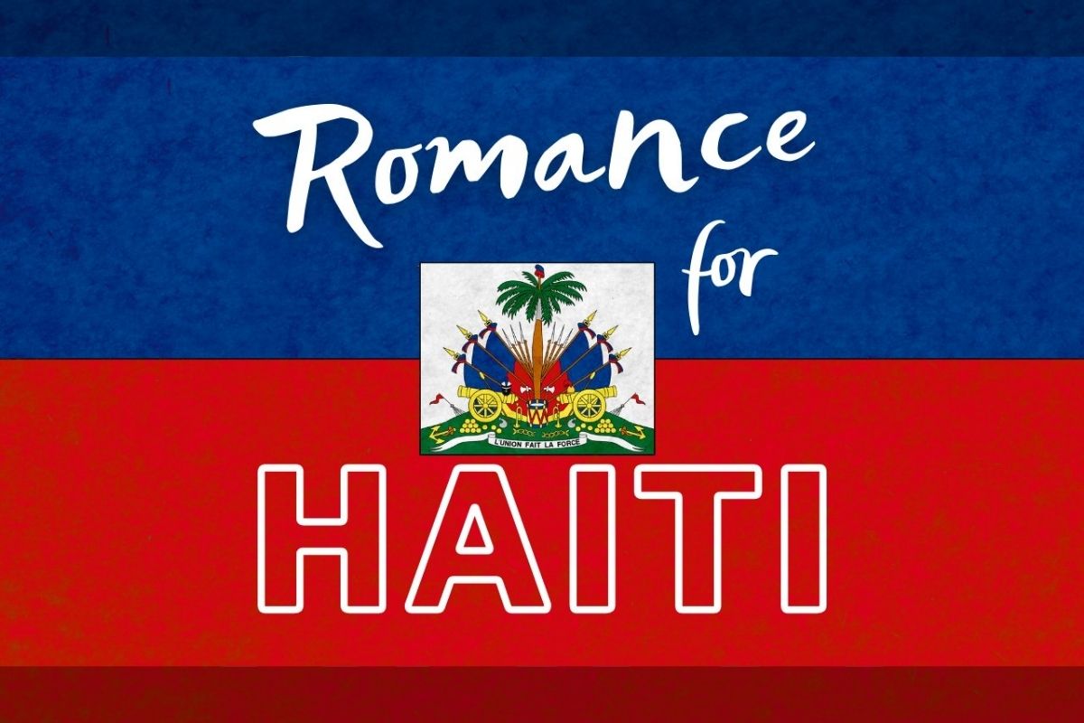 "romance for Haiti" over Haitian flag. (Image: Romance for Haiti.)